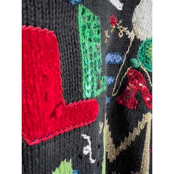 Vintage Tiara Sweater 1999 2000 Millennium Novelty Sweater Beaded Sequins Large - Picture 5 of 8